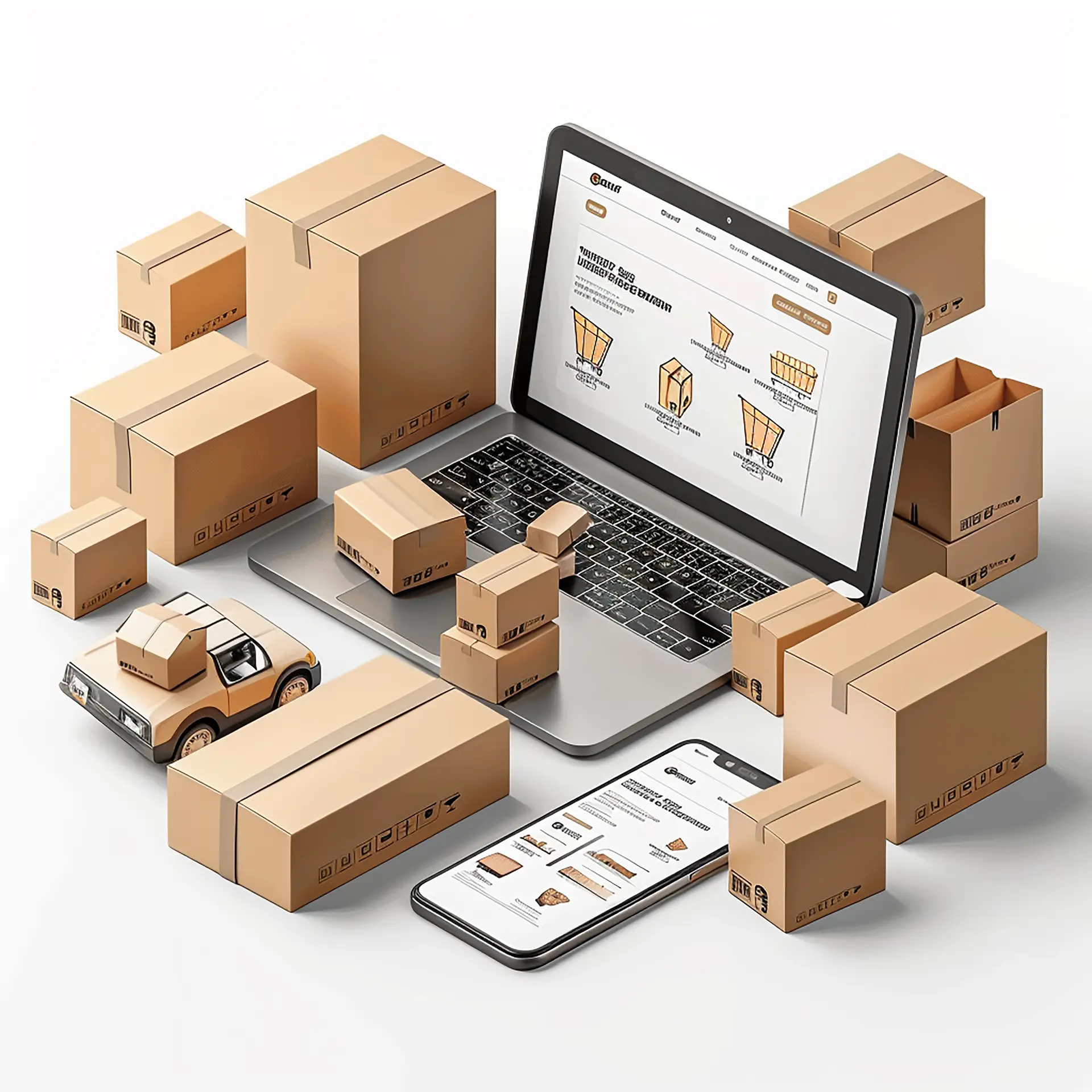 laptop-with-boxes-laptop-with-word-packing-screen